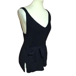 Anthroplogie navy blue belted top